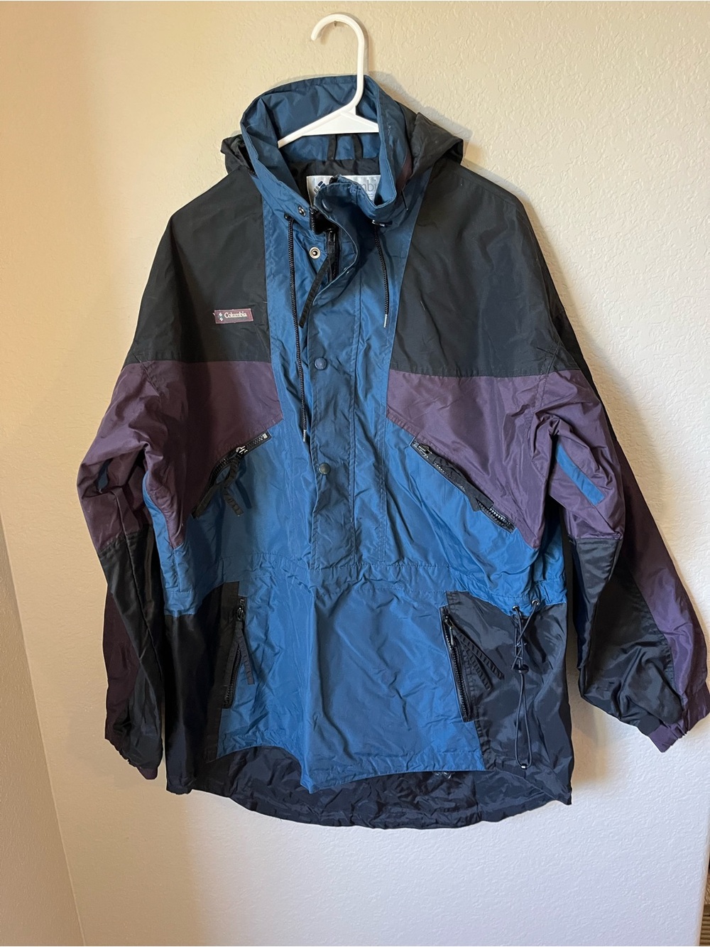 Vintage 90s Columbia Colorblock Anorak Jacket Men’s L Blue Purple Black